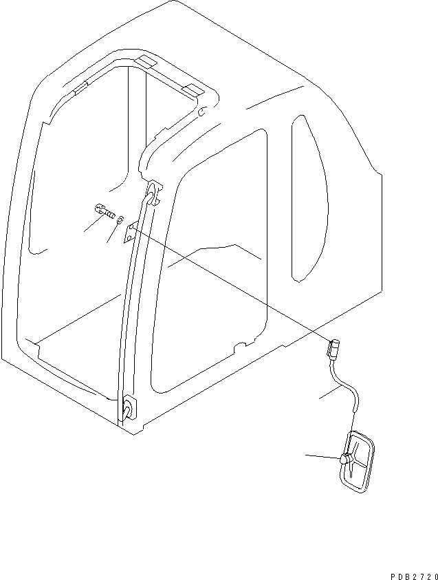 Komatsu parts book diagram for PC150LGP-6K S/N K35001-UP: REAR VIEW MIRROR L.H.