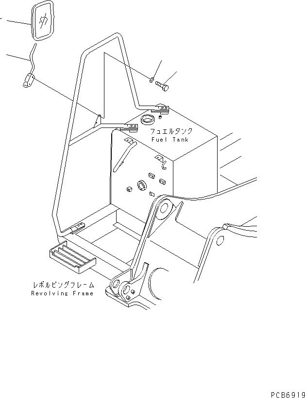 Komatsu parts book diagram for PC150LGP-6K S/N K35001-UP: REAR VIEW MIRROR R.H.