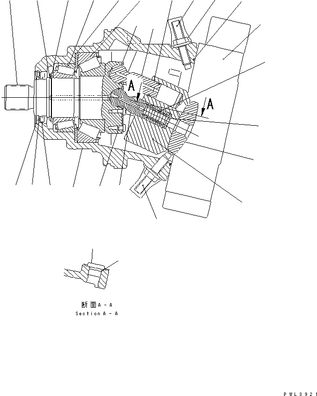 Komatsu parts book diagram for PC150LGP-6K S/N K35001-UP: TRAVEL M0TOR (1/3) (INNER PARTS)