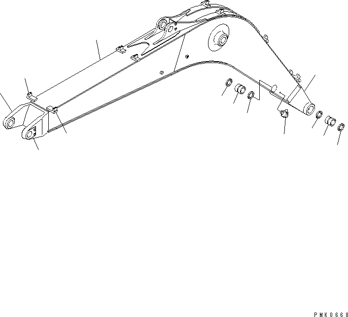 Komatsu parts book diagram for PC150LGP-6K S/N K35001-UP: 1-PIECE BOOM (BOOM)