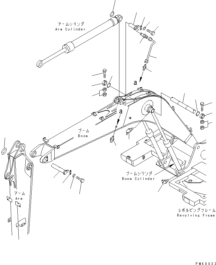 Komatsu parts book diagram for PC150LGP-6K S/N K35001-UP: 1-PECE BOOM (PIN)