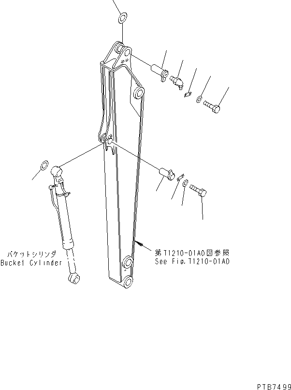 Komatsu parts book diagram for PC150LGP-6K S/N K35001-UP: ARM (PIN GROUP)