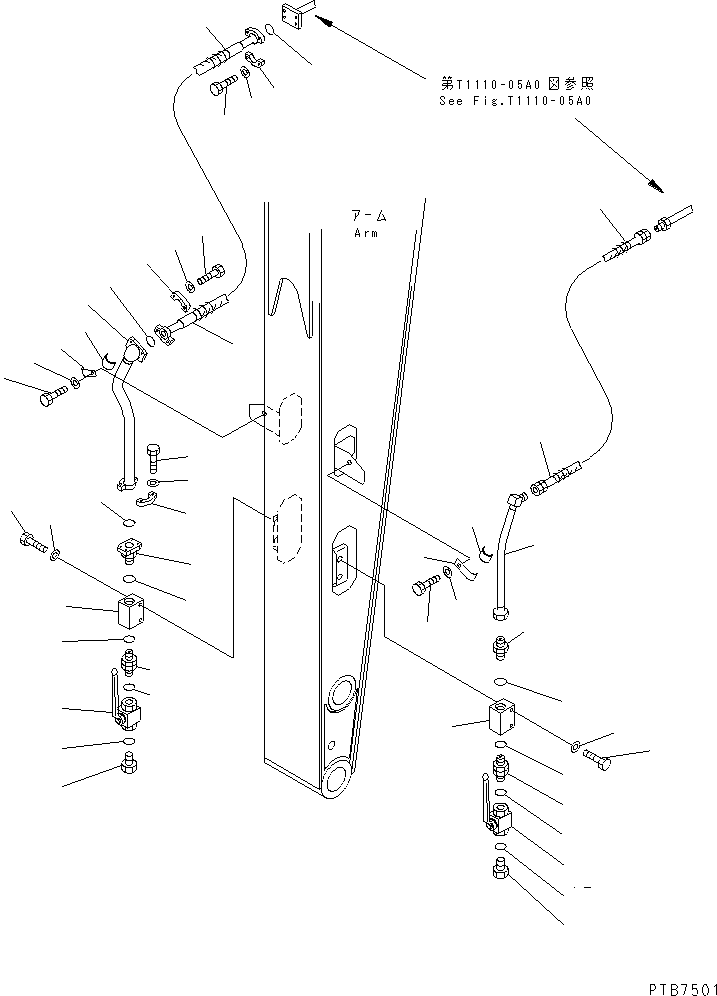 Komatsu parts book diagram for PC150LGP-6K S/N K35001-UP: ARM LINE (ADDITIONAL LINE) (FOR 2.9M ARM) (FOR BREAKER ARM)