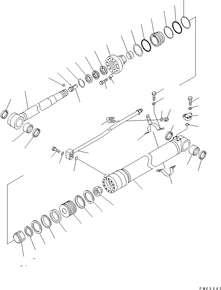 Komatsu parts book diagram for PC150LGP-6K S/N K35001-UP: ARM CYLINDER (INNER PARTS)