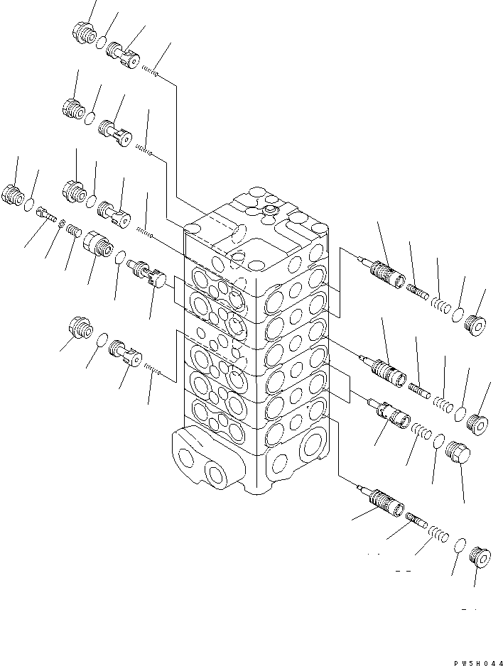 Komatsu parts book diagram for PC150LGP-6K S/N K35001-UP: MAIN VALVE (6-VALVE) (3/11)