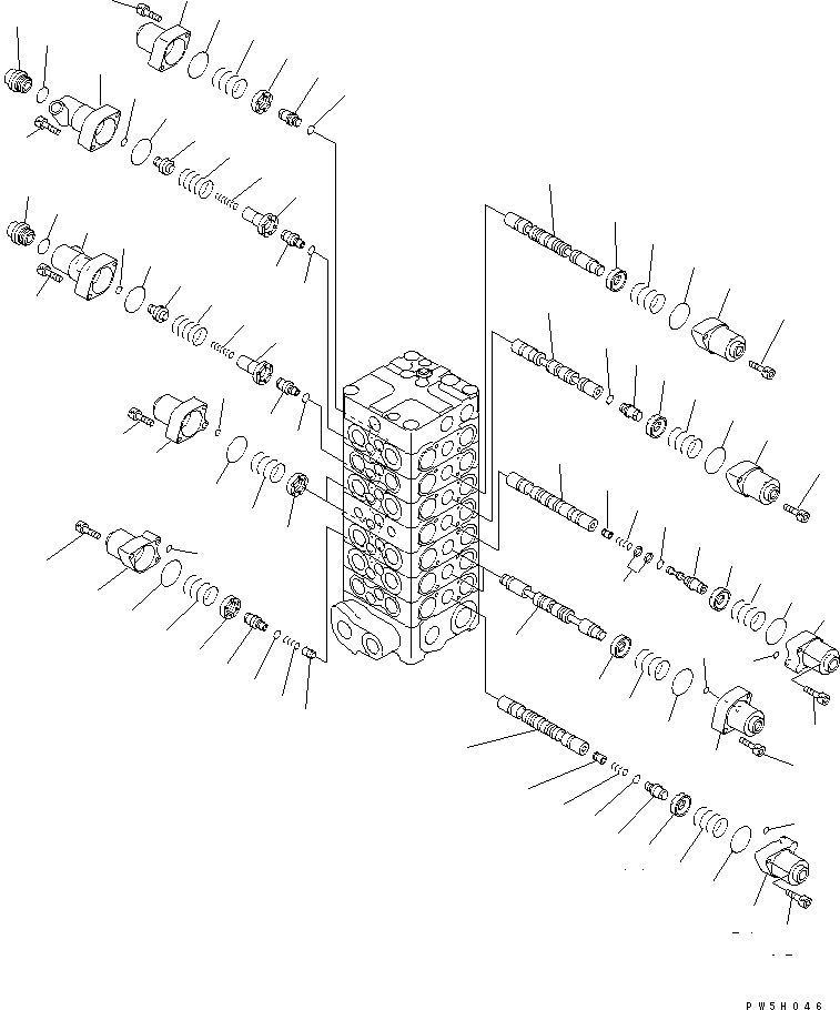 Komatsu parts book diagram for PC150LGP-6K S/N K35001-UP: MAIN VALVE (7-VALVE) (2/13)