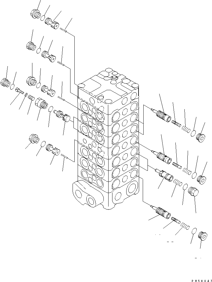 Komatsu parts book diagram for PC150LGP-6K S/N K35001-UP: MAIN VALVE (7-VALVE) (3/13)