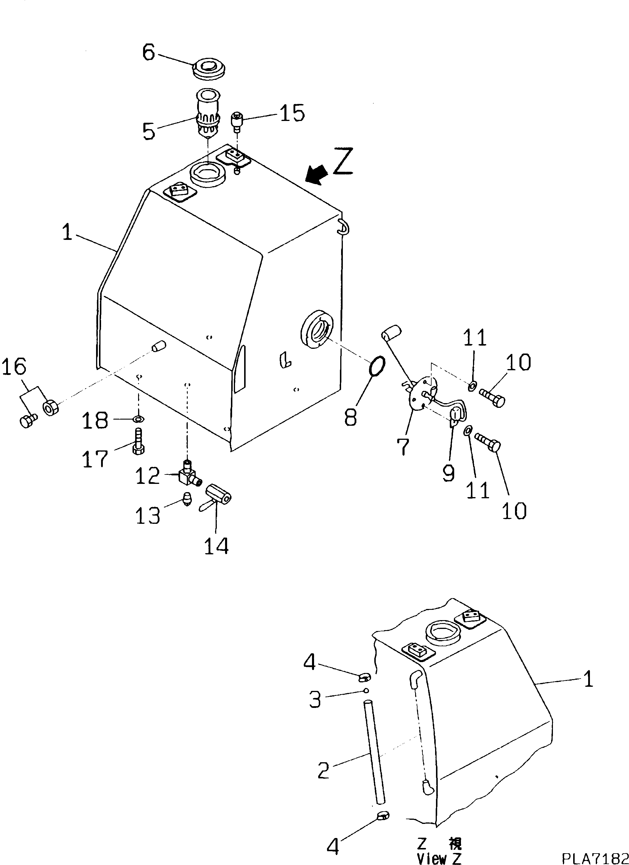 Excavators Komatsu / PC150NHD-5K S/N K20001-UP(pc150nhu) / FUEL TANK (EC SAFETY REGULATION)(#K20175-)(030110 : 1301A)