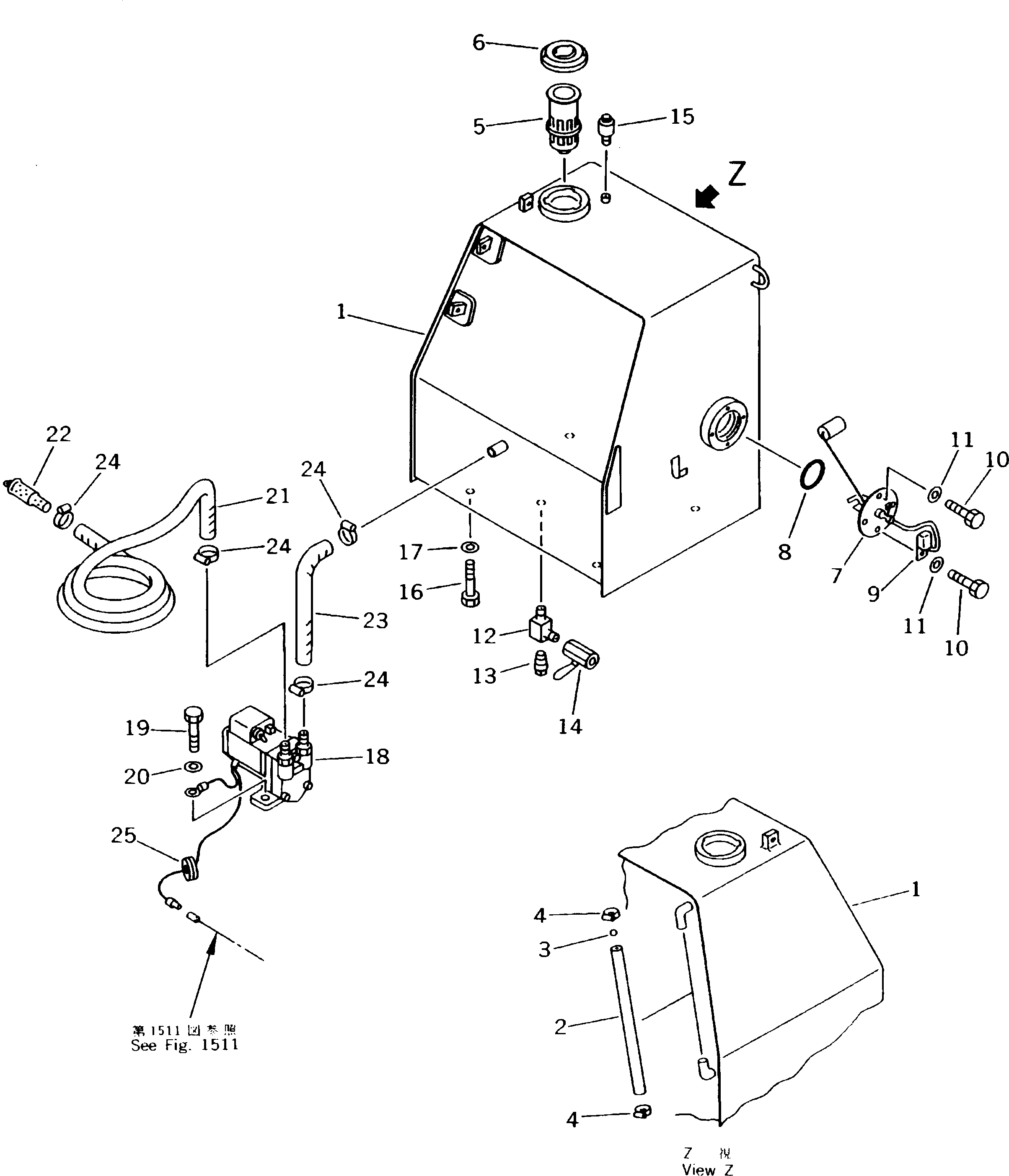 Excavators Komatsu / PC150NHD-5K S/N K20001-UP(pc150nhu) / FUEL TANK (WITH SELF SUPPLY PUMP)(#K20001-K20174)(030120 : 1302)