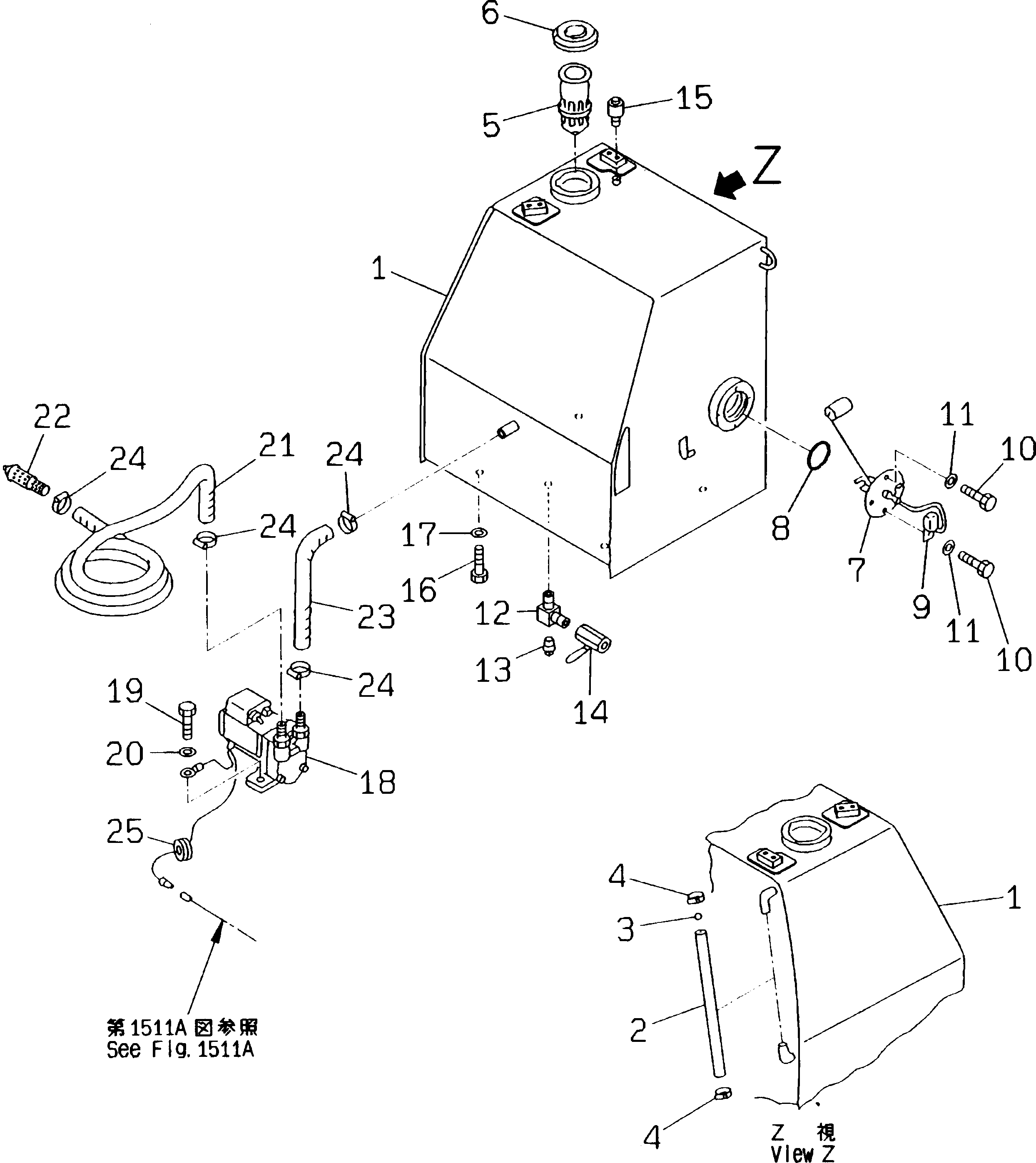 Excavators Komatsu / PC150NHD-5K S/N K20001-UP(pc150nhu) / FUEL TANK (WITH SELF SUPPLY PUMP) (EC SAFETY REGULATION)(#K20175-)(030130 : 1302A)