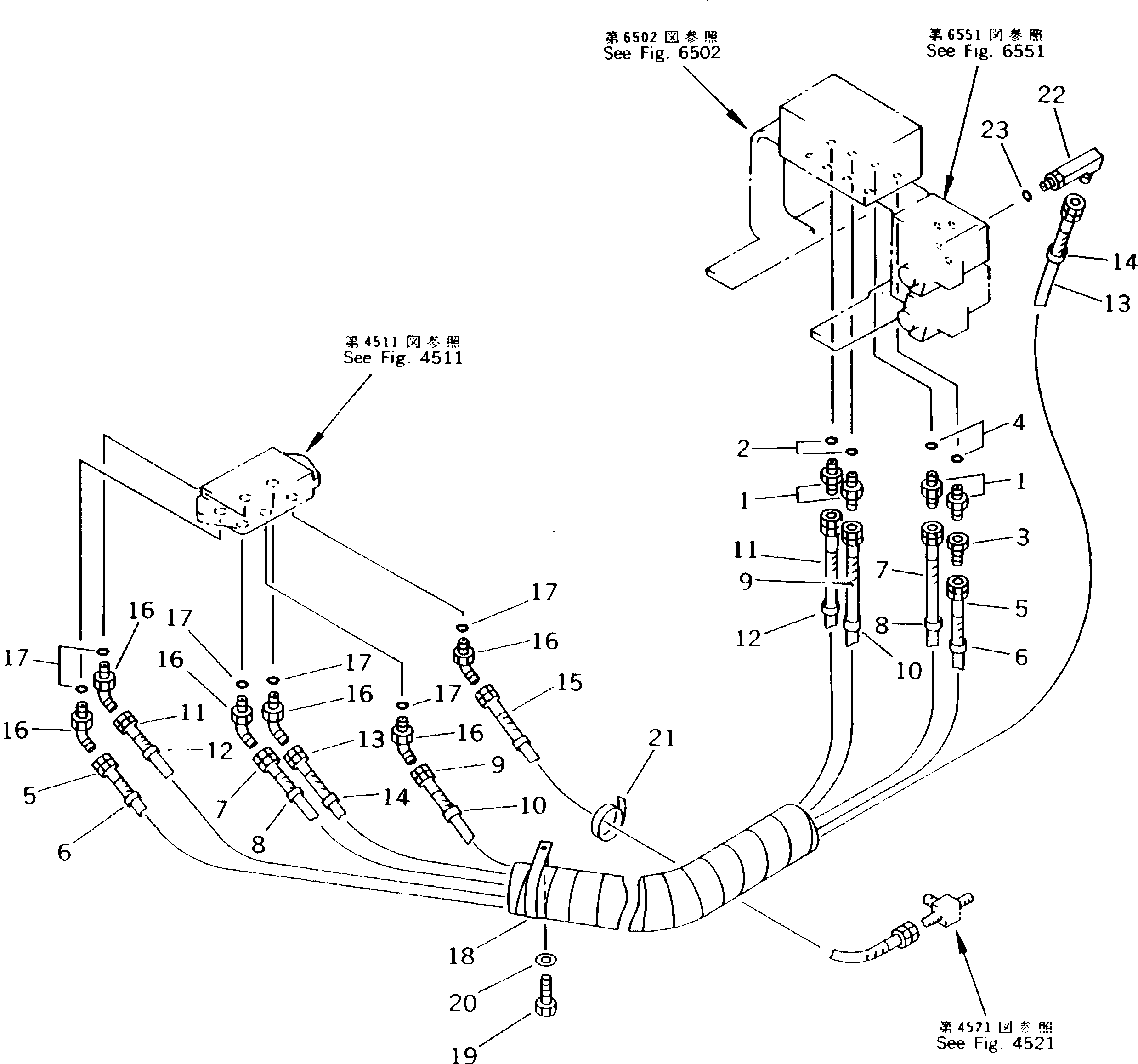 Excavators Komatsu / PC150NHD-5K S/N K20001-UP(pc150nhu) / HYDRAULIC PIPING (WORK EQUIPMENT CONTROL ? R.H.)(120120 : 4531)