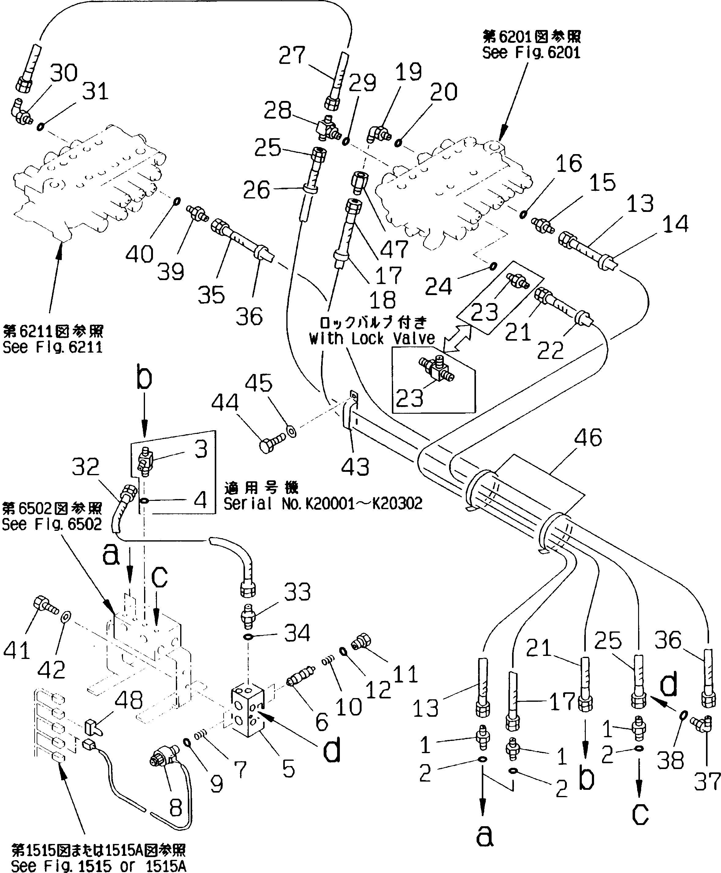 Excavators Komatsu / PC150NHD-5K S/N K20001-UP(pc150nhu) / HYDRAULIC PIPING (P.P.C. PIPING 1/2)(#K20175-)(180420 : 6551A)