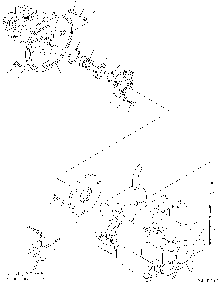 Excavators Komatsu / PC158US-2 S/N 10001-UP (Overseas Version)(pc158usc) / COUPLING ? PUMP AND TUBE(#10021-)(030010 : B0000-01A0)
