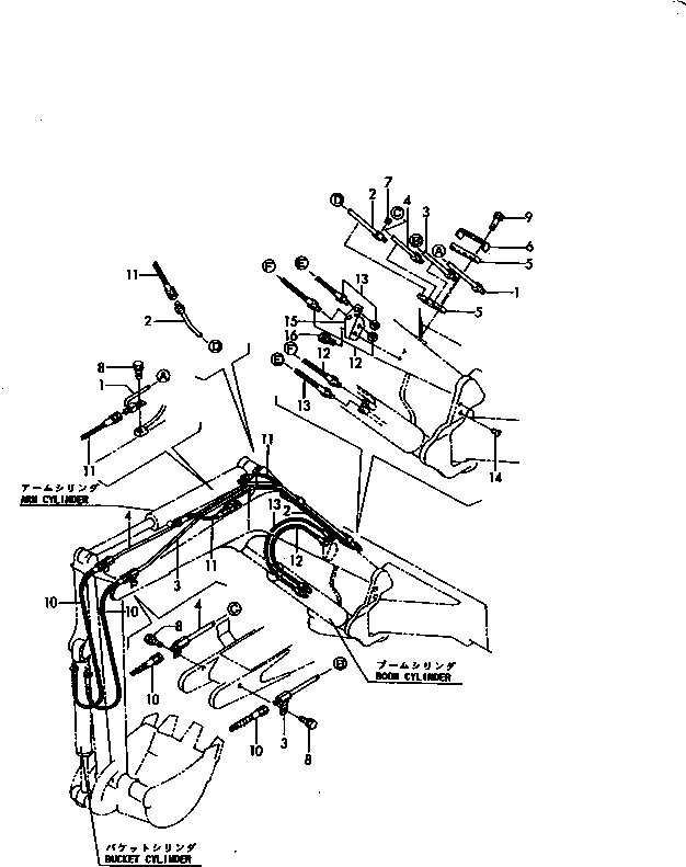 Excavators Komatsu / PC15FR-1 S/N 10001-UP(pc15fr-r) / HYDRAULIC PIPING (BOOM ?ARM AND BUCKET CYLINDER LINE)(150130 : 6531-43)