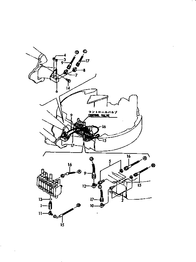 Excavators Komatsu / PC15FR-1 S/N 10001-UP(pc15fr-r) / HYDRAULIC PIPING (VALVE TO BOOM SWING BRACKET) (FOR P.T.O.)(150140 : 6541-41)