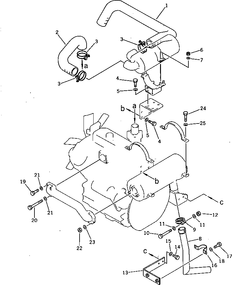 Komatsu parts book diagram for PC15T-2 S/N 2001-UP: ENGINE RELATED PARTS