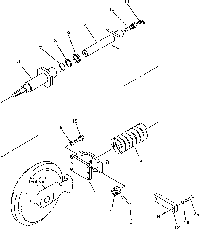 Komatsu parts book diagram for PC15T-2 S/N 2001-UP: RECOIL SPRING (FOR RUBBER SHOE)