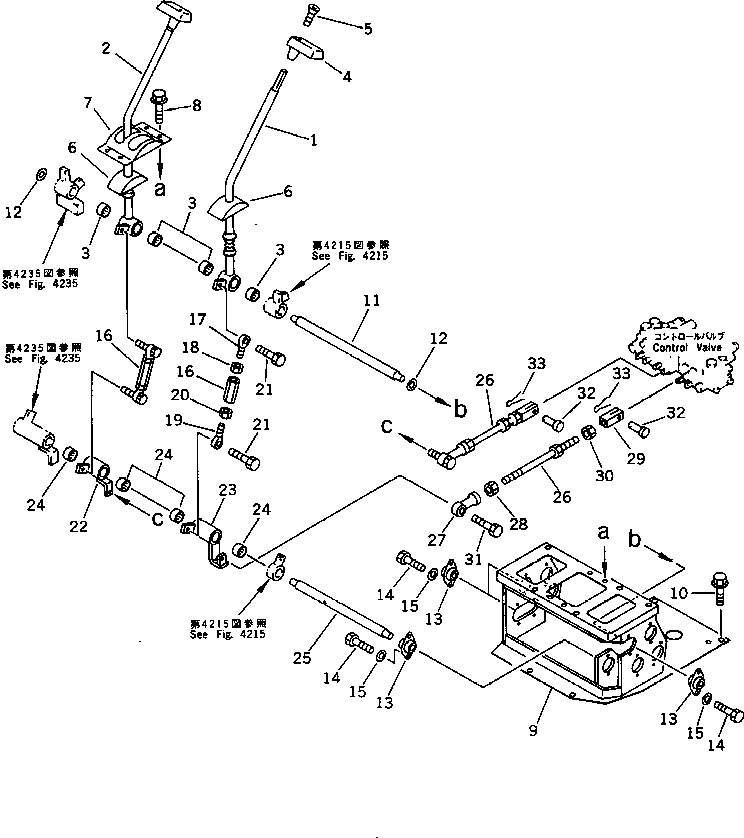 Komatsu parts book diagram for PC15T-2 S/N 2001-UP: TRAVEL CONTROL LEVER (FOR 6-WAY CONTROL)