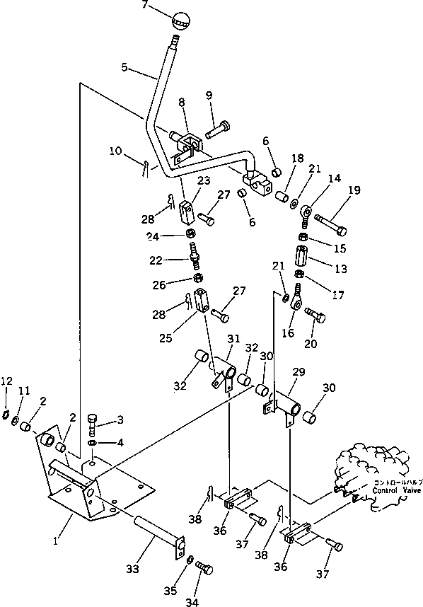 Komatsu parts book diagram for PC15T-2 S/N 2001-UP: TILT BLADE CONTROL LEVER