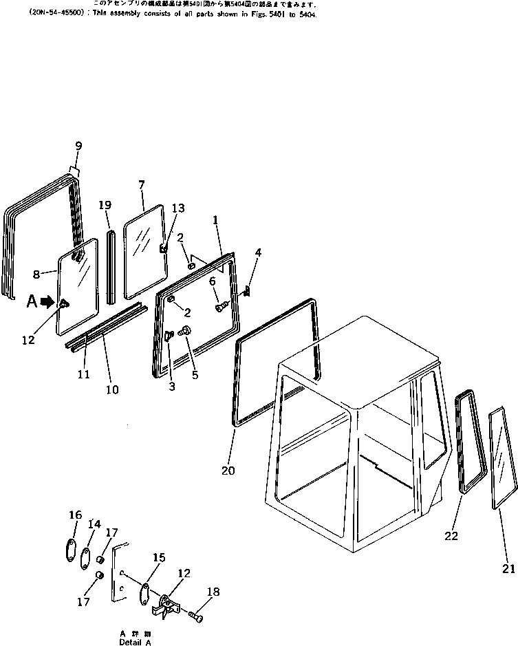 Komatsu parts book diagram for PC15T-2 S/N 2001-UP: OPERATOR'S CAB (3/4)