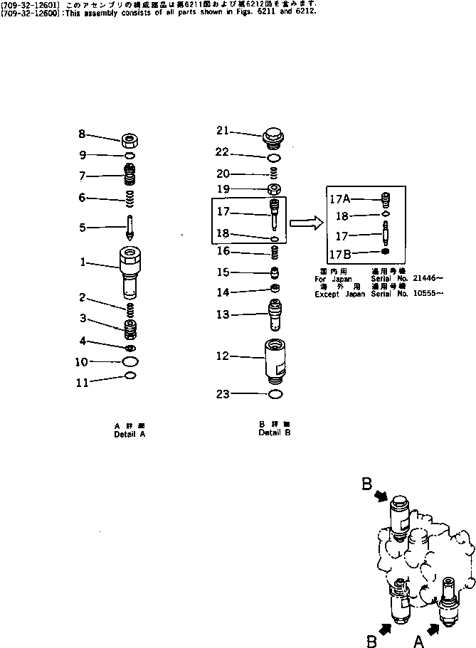 Komatsu parts book diagram for PC15T-2 S/N 2001-UP: 2-SPOOL CONTROL VALVE (2/2)