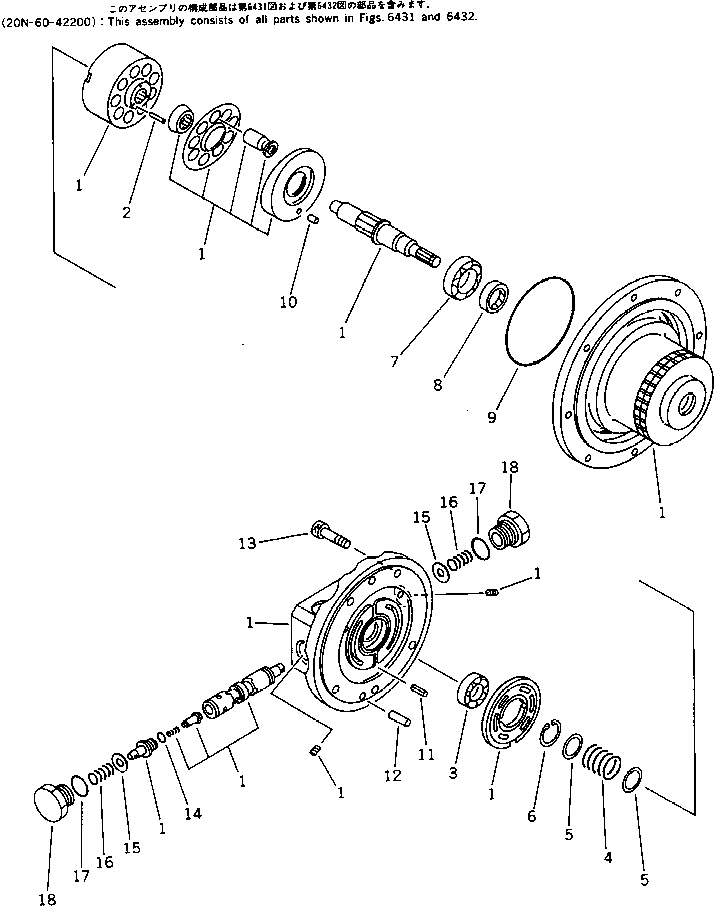 Komatsu parts book diagram for PC15T-2 S/N 2001-UP: TRAVLE MOTOR (2/2)