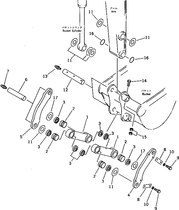 Komatsu parts book diagram for PC15T-2 S/N 2001-UP: BUCKET LINK