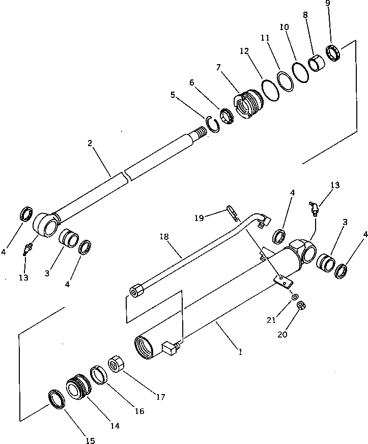 Komatsu parts book diagram for PC15T-2 S/N 2001-UP: BUCKET CYLINDER