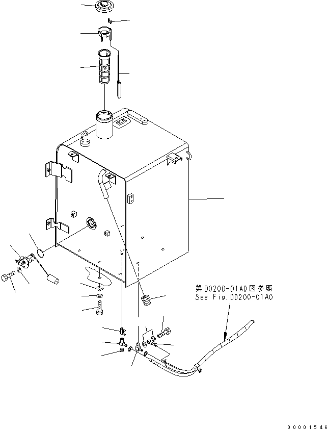 Komatsu parts book diagram for PC160LC-7K-KA S/N K40001-UP: FUEL TANK (REFUEL-LESS)