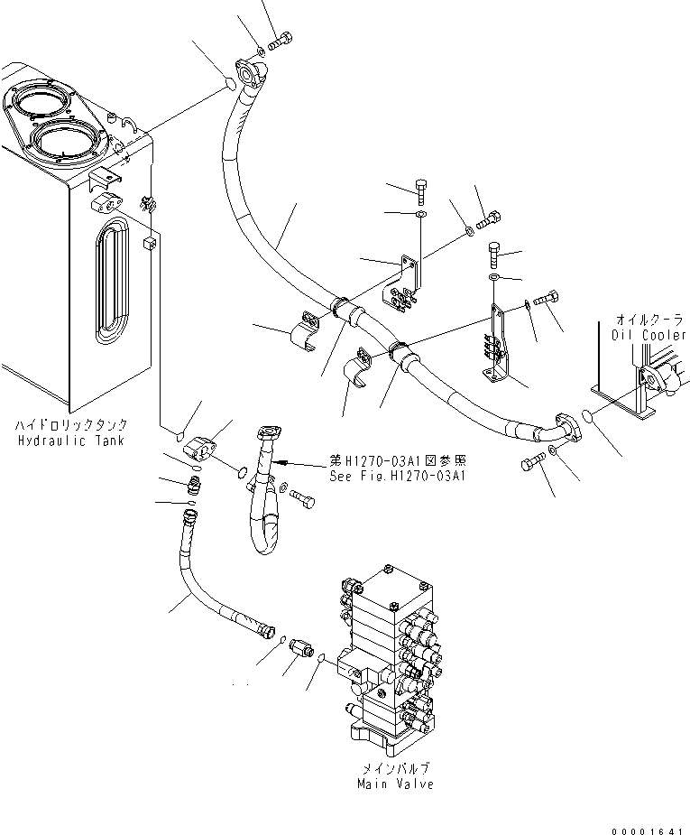 Komatsu parts book diagram for PC160LC-7K-KA S/N K40001-UP: OIL COOLER LINE (1 ACTUATOR)