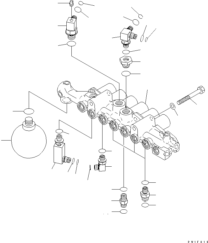 Komatsu parts book diagram for PC160LC-7K-KA S/N K40001-UP: SOLENOID VALVE (VALVE AND CONNECTING PARTS)