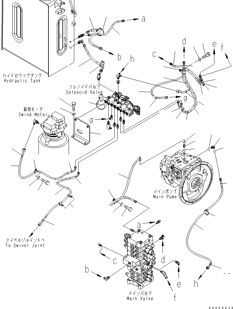 Komatsu parts book diagram for PC160LC-7K-KA S/N K40001-UP: SOLENOID VALVE (SOLENOID VALVE LINE)