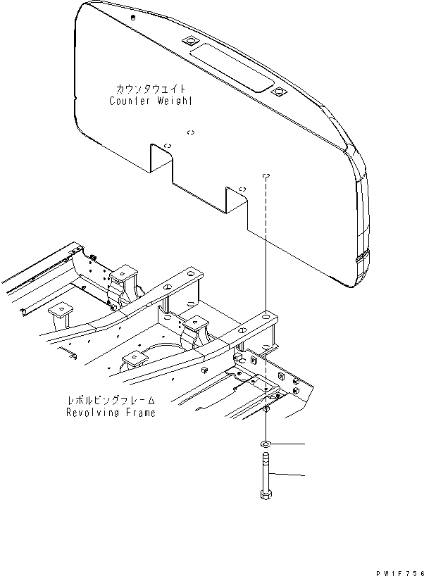 Komatsu parts book diagram for PC160LC-7K-KA S/N K40001-UP: COUNTER WEIGHT MOUNTING