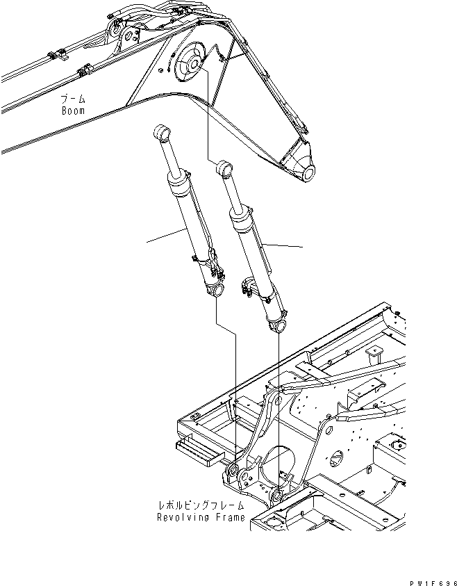 Komatsu parts book diagram for PC160LC-7K-KA S/N K40001-UP: BOOM CYLINDER (2 PIECE BOOM)