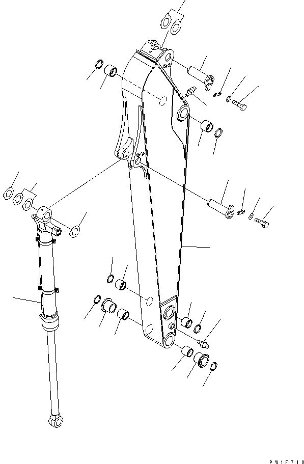 Komatsu parts book diagram for PC160LC-7K-KA S/N K40001-UP: ARM (2.25M)