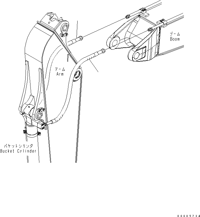 Komatsu parts book diagram for PC160LC-7K-KA S/N K40001-UP: ARM (2.6M) (BUCKET CYLINDER HOSE AND O-RING)