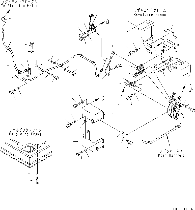 Komatsu parts book diagram for PC160LC-7E0 S/N 20001-UP (TIER 3): WIRING (STARTING HARNESS)