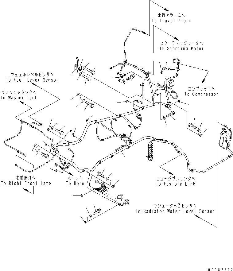 Komatsu parts book diagram for PC160LC-7E0 S/N 20001-UP (TIER 3): WIRING (MAIN HARNESS) (1/2) (FOR KAL)(#20102-)