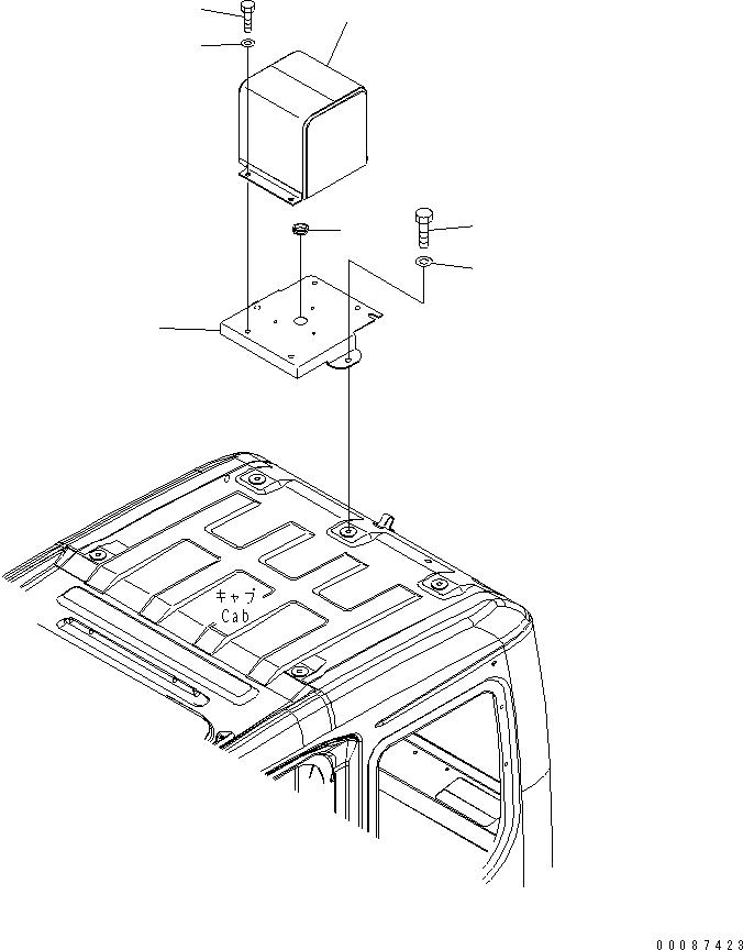 Komatsu parts book diagram for PC160LC-7E0 S/N 20001-UP (TIER 3): BEACON LAMP MOUNTING PARTS (FOR KAL)(#20102-)