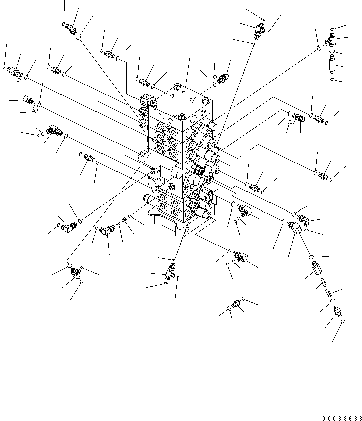 Komatsu parts book diagram for PC160LC-7E0 S/N 20001-UP (TIER 3): MAIN VALVE (FOR 7-SPOOL VALVE)