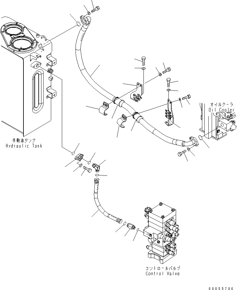 Komatsu parts book diagram for PC160LC-7E0 S/N 20001-UP (TIER 3): OIL COOLER LINE