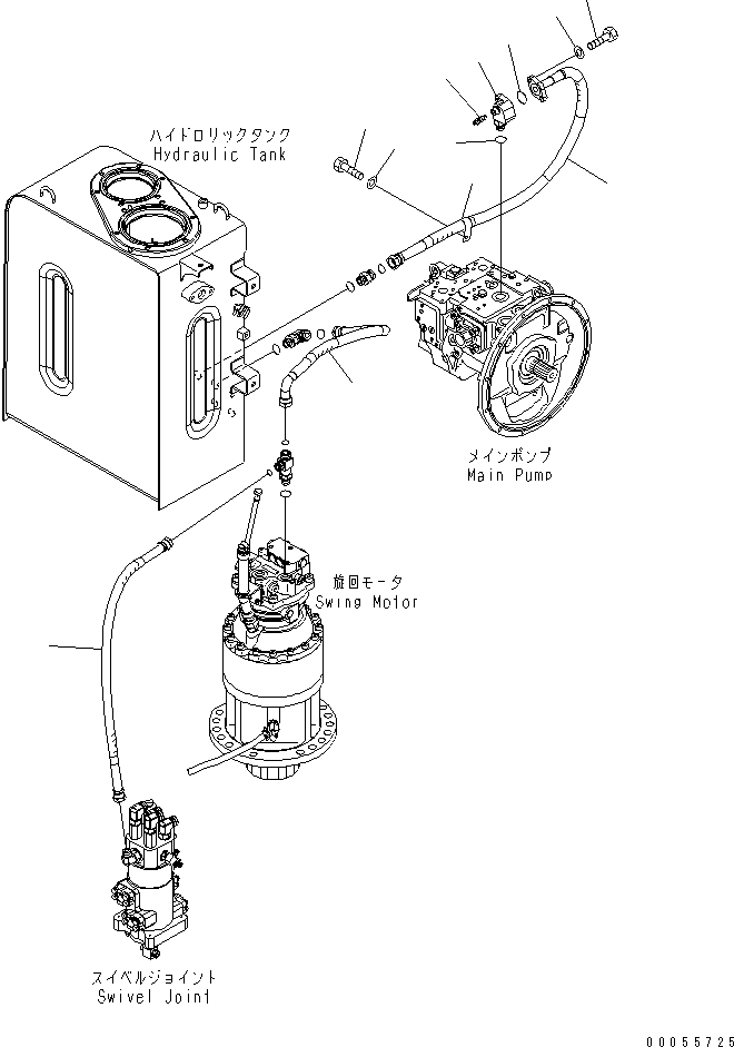 Komatsu parts book diagram for PC160LC-7E0 S/N 20001-UP (TIER 3): DRAIN LINE(#20001-20163)