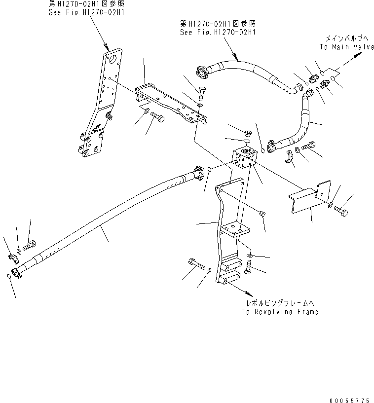 Komatsu parts book diagram for PC160LC-7E0 S/N 20001-UP (TIER 3): ATTACHMENT LINE (1 ACTUATOR) (MAIN LINE ? L.H.)