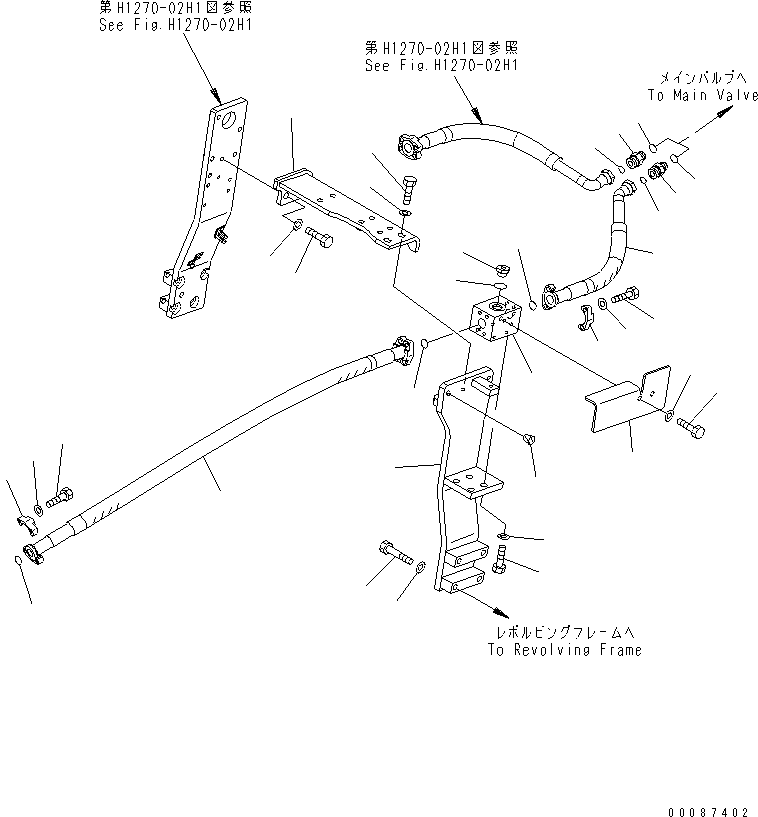 Komatsu parts book diagram for PC160LC-7E0 S/N 20001-UP (TIER 3): ATTACHMENT LINE (1 ACTUATOR) (MAIN LINE ? L.H.) (FOR KAL)(#20102-)