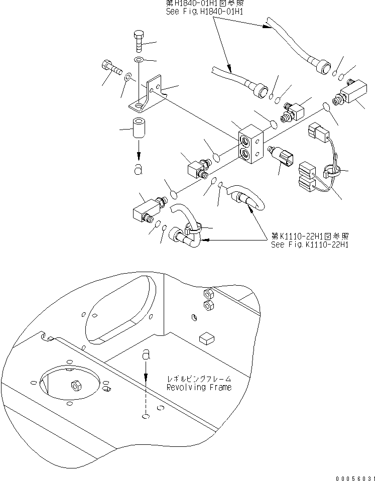 Komatsu parts book diagram for PC160LC-7E0 S/N 20001-UP (TIER 3): MAIN VALVE PPC LINE (1 ACTUATOR) (ATTACHMENT PPC BLOCK)