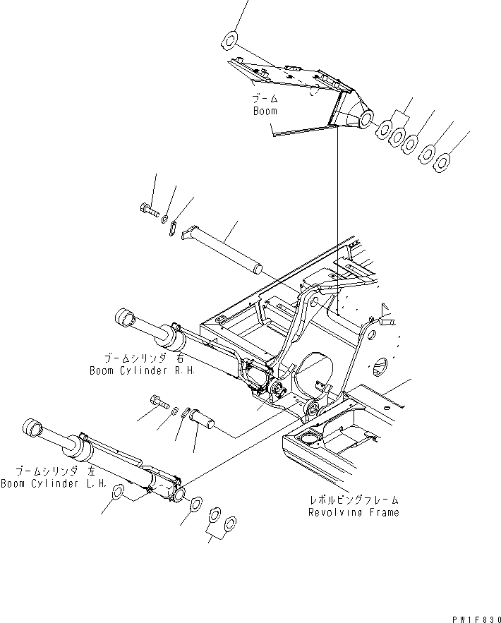 Komatsu parts book diagram for PC160LC-7E0 S/N 20001-UP (TIER 3): BOOM FOOT PIN