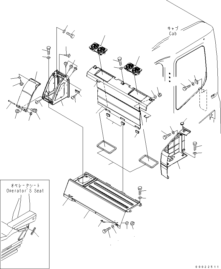 Komatsu parts book diagram for PC160LC-7E0 S/N 20001-UP (TIER 3): SEAT REAR COVER (WITH AIR CONDITIONER)