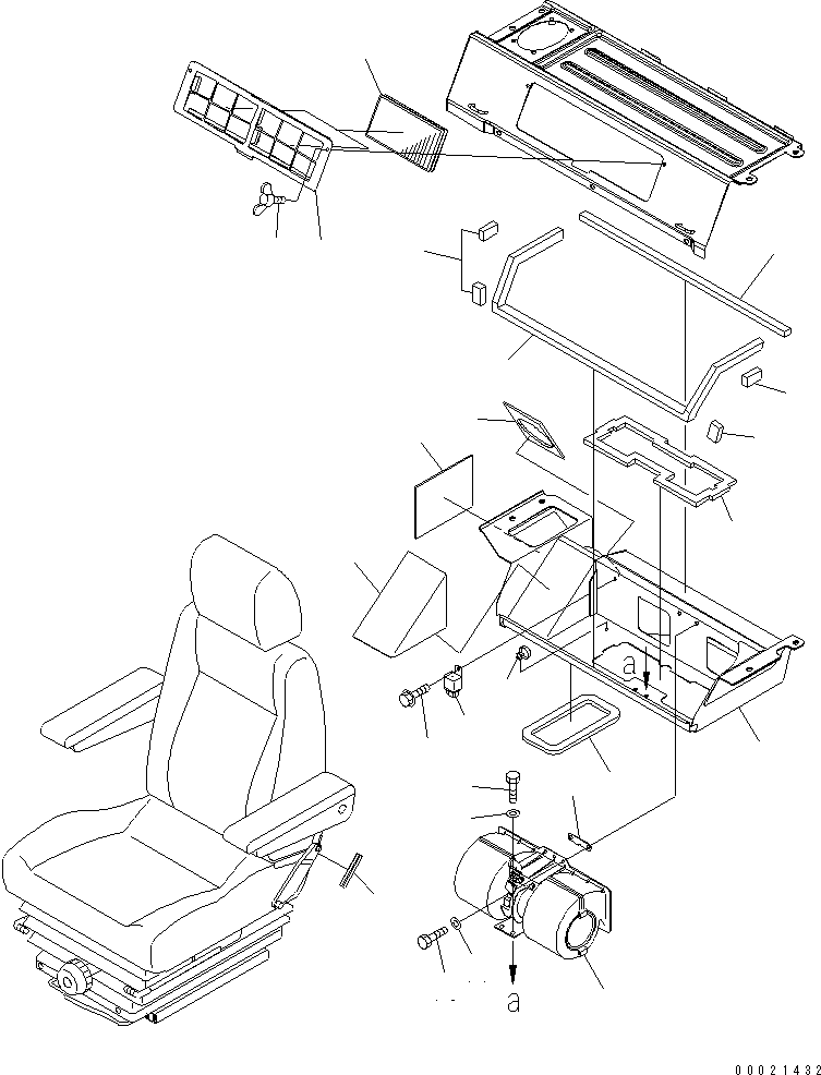 Komatsu parts book diagram for PC160LC-7E0 S/N 20001-UP (TIER 3): SEAT REAR COVER (WITH BIG WIND AIR CONDITIONER) (2/2)(#20001-20061)