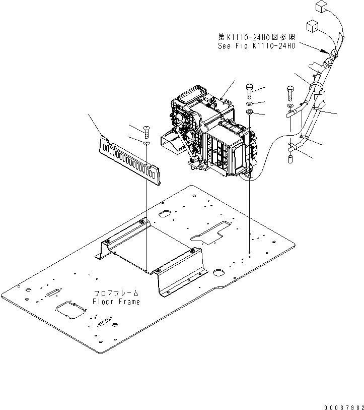 Komatsu parts book diagram for PC160LC-7E0 S/N 20001-UP (TIER 3): FLOOR FRAME (OPERATOR'S CAB) (AIR CONDITIONER AND FOOT COVER)
