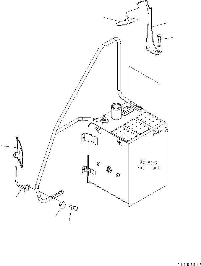 Komatsu parts book diagram for PC160LC-7E0 S/N 20001-UP (TIER 3): REAR VIEW MIRROR ? R.H.